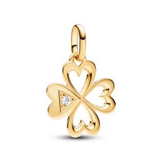 Pandora ME Heart Four-Leaf Clover Medallion Charm | Gold-Plated | REEDS ...