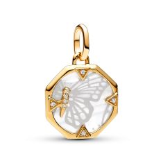 image of Pandora ME Pearlescent Butterfly Gold-Plated Medallion Charm with sku:20450599