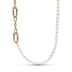 Pandora ME Slim Treated Freshwater Cultured Pearl Necklace | Gold-Plated