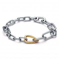 Pandora ME Two-Tone Heart Link Chain Bracelet | Gold-Plated