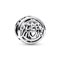 新品　PANDORA Mum & Love ムラノチャーム Pandora Glittery White Murano Glass Mum & Love Charm – Coe