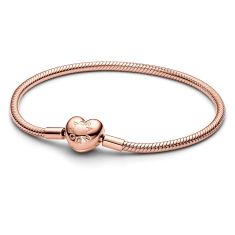 Pandora Moments Rose Gold-Plated Heart Clasp Snake Chain Bracelet
