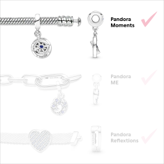 Pandora Moments Sparkling Blue Disc Clasp Snake Chain Bracelet