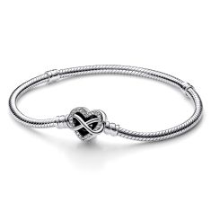 Pandora Moments Sparkling Infinity Heart Clasp Snake Chain Bracelet