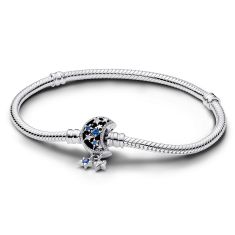 Pandora Moments Sparkling Moon Clasp Snake Chain Bracelet