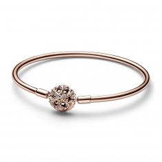 Pandora Moments Sparkling Snowflake Clasp Bangle Bracelet | Rose Gold-Plated