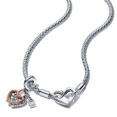 Pandora Moments Studded Chain Necklace and Heart Dangle Set | 17.7 Inches