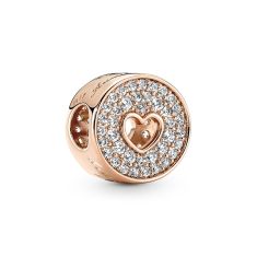 Pandora Pavé & Heart Anniversary Charm, Rose Gold-Plated