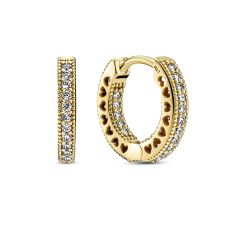 Pandora Pavé Heart Hoop Earrings, Gold-Plated