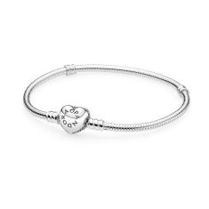 Pandora Pavé Heart Clasp Bracelet, Clear Cubic Zirconia