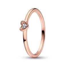 Pandora | 188421C04 Sparkling Elevated Heart Ring 7.5 / Pink