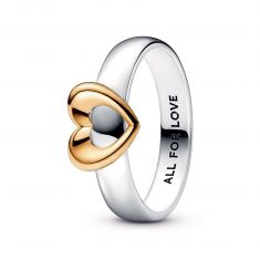 Pandora Radiant Two-Tone Sliding Heart Ring | Gold-Plated