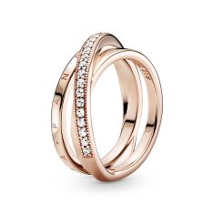 Pandora Twist of Fate Ring with Clear Cubic Zirconia Rose Gold Plated REEDS Jewelers