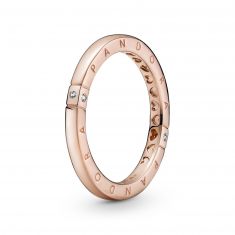 Pandora Logo & Hearts Ring, Rose Gold-Plated