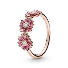 Pandora Pink Daisy Flower Trio Ring, Rose Gold-Plated