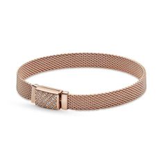 Pandora Reflexions Long Clasp Pav Bracelet, Rose Gold-Plated