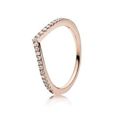 image of Pandora Shimmering Wish Ring, Clear Cubic Zirconia, Rose Gold-Plated with sku:186316CZ