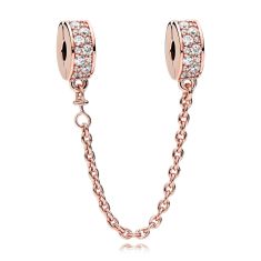 Pandora Shining Elegance Safety Chain, Clear Cubic Zirconia, Rose Gold-Plated