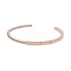 Pandora Signature I-D Bangle Bracelet, Rose Gold-Plated