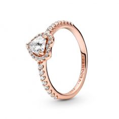 Pandora Sparkling Elevated Heart Ring, Rose Gold-Plated