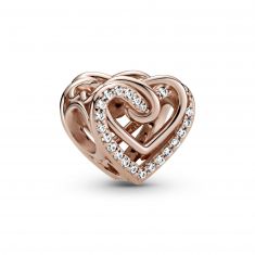image of Pandora Sparkling Entwined Hearts Charm, Rose Gold-Plated with sku:20138384
