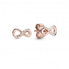 Pandora Sparkling Infinity Stud Earrings, Rose Gold-Plated