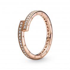 Pandora Sparkling Overlapping Ring, Rose Gold-Plated