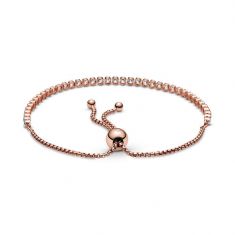 Pandora Sparkling Slider Tennis Bolo Bracelet, Rose Gold-Plated
