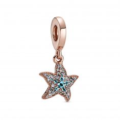 Pandora Sparkling Starfish Dangle Charm, Rose Gold-Plated