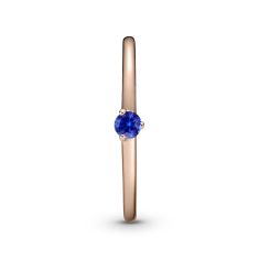 Pandora Stellar Blue Solitaire Ring, Rose Gold-Plated