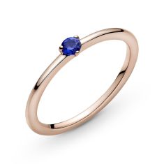 Pandora Stellar Blue Solitaire Ring, Rose Gold-Plated