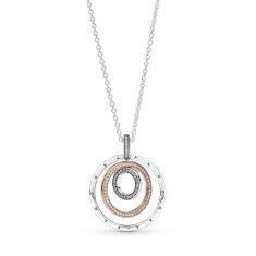Pandora Two-Tone Circles Pendant & Necklace, Rose Gold-Plated