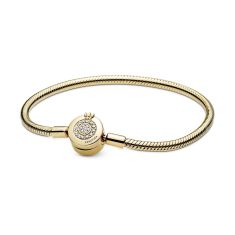 Pandora Sparkling Crown O Snake Chain Bracelet, Gold-Plated