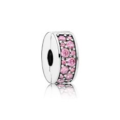 Pandora Shining Elegance Clip with Pink Cubic Zirconia and Silicone Grip
