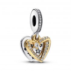 image of Pandora Shooting Star Hearts Double Dangle Charm, Gold-Plated with sku:20269213