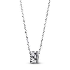 Pandora Signature Logo Pav & Beads Pendant & Necklace