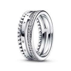 Pandora Signature Logo Pavé & Beads Ring
