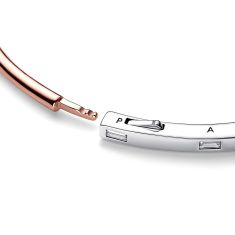 Pandora Signature Two-Tone I-D Pavé Bangle Bracelet | Rose Gold-Plated