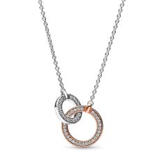 Pandora Signature Two-Tone Intertwined Circles Necklace | Rose Gold-Plated