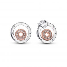 Pandora Signature Two-Tone Logo Circles Stud Earrings | Rose Gold-Plated