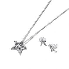 Pandora Sparkling Asymmetric Star Necklace and Earring Gift Set