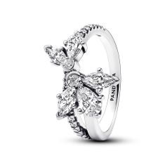 Pandora Sparkling Asymmetrical Herbarium Cluster Ring Size 9