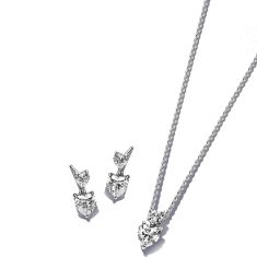Pandora Sparkling Double Heart Jewelry Gift Set