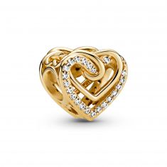 image of Pandora Sparkling Entwined Hearts Charm, Gold-Plated with sku:20216651
