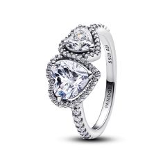 image of Pandora Sparkling Halo Hearts Ring with sku:193659C01