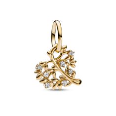 Pandora Sparkling Heart & Family Tree Dangle Charm | Yellow Gold