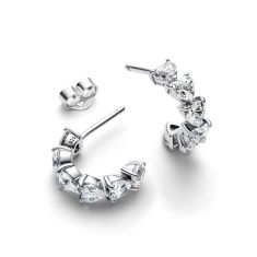 Final Sale - Pandora Sparkling Hearts Open Hoop Earrings