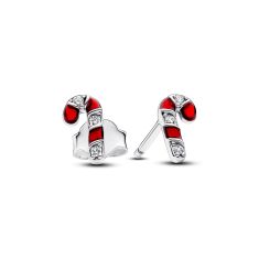Pandora Sparkling Red Candy Cane Stud Earrings