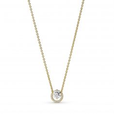 Pandora Sparkling Round Halo Pendant Collier Necklace, Gold-Plated