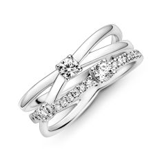 Pandora Sparkling Triple Band Ring